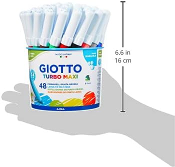 GIOTTO Turbo Maxi - Barattolo Set 12X4 Pennarelli A Punta Larga SUPER LAVABILI
