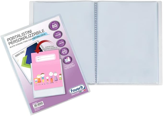 Favorit - Portalistino Personalizzabile Premium, 80 Buste, Trasparente