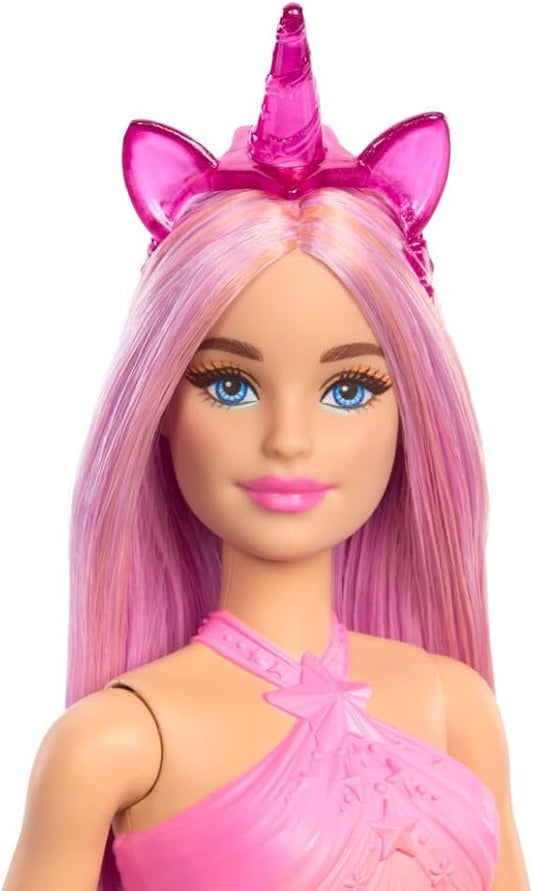 Barbie - Bambola sirene e unicorni, con capelli fanstasia e cerchietto