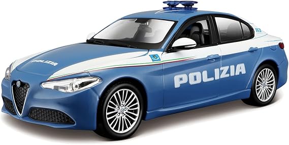 BBURAGO - Model Kit Giulia Polizia – Modellino Realistico Auto in Scala 1:24