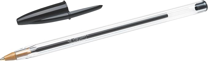 BIC Cristal Original, Penne Nere a Sfera, Punta Media (1.00 mm), Confezione 50 Penne