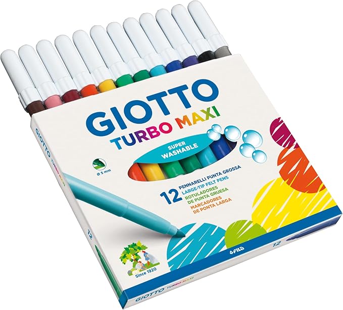Giotto, Turbo Maxi Punta Larga, 5 mm, Confezione da 12