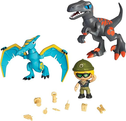 Action Heroes Dino Pack, 2 dinosauri, 1 personaggio