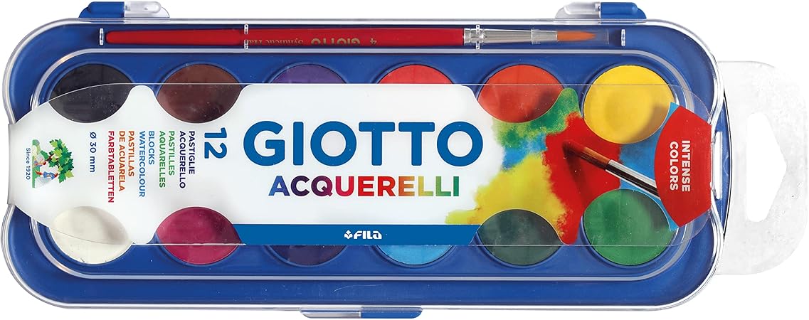 GIOTTO ACQUERELLI, Conf. 12 pz, Con pennello (Ø 30 mm)