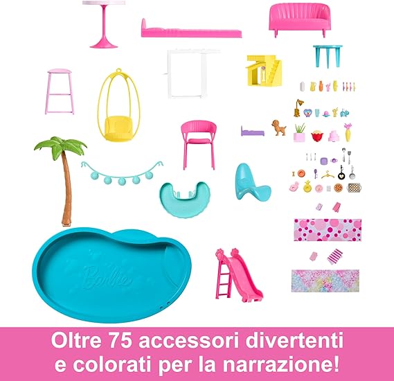 Barbie - Casa dei Sogni di Barbie, playset casa delle bambole con piscina