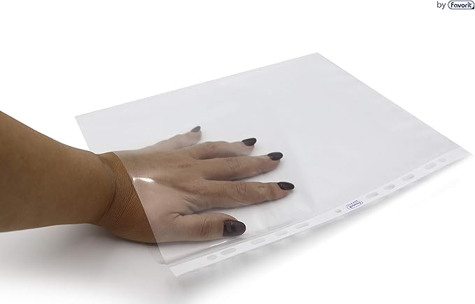 Favorit Buste Perforate, Lucide, Alto Spessore, 22 x 30 cm, 50 Pezzi, Trasparenti