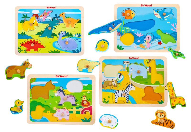 Puzzle Animal Zoo/Fatt/Mar/Dino Legno ASSORTITI