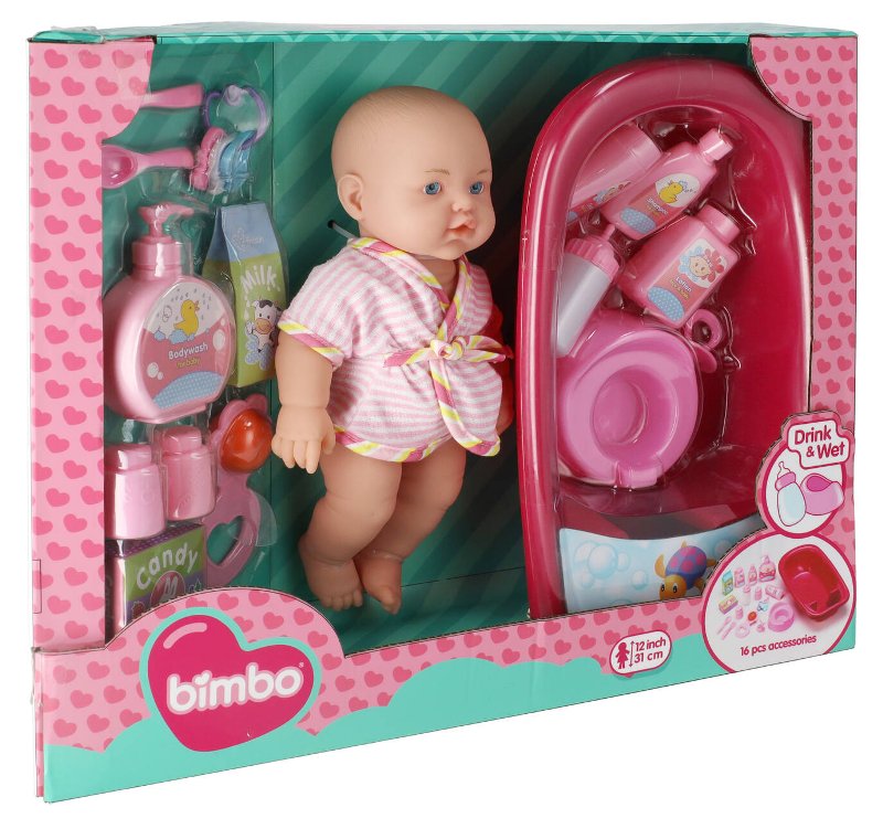 Bambola Cm31 Beve E Bagna C/vasca 16 Acc