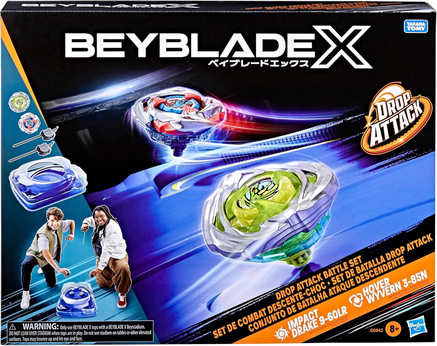 Beyblade X, set da battaglia Drop Attack Arena+2 trottole