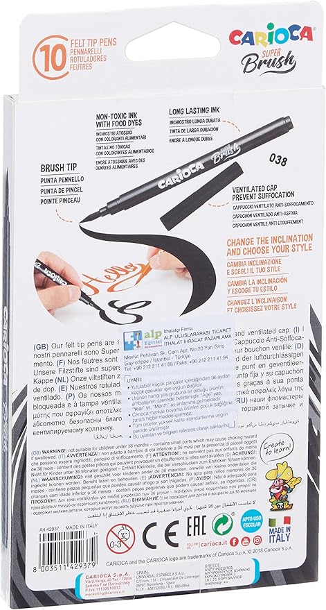 CARIOCA Pennarelli Super Brush 10 Pezzi