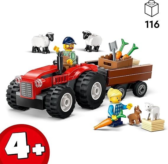 LEGO City Trattore Agricolo Rosso con Rimorchio e Pecore 60461