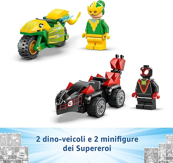 LEGO Spidey e i Suoi Fantastici Amici Inseguimento sui Dino-Veicoli di Spin ed Electro