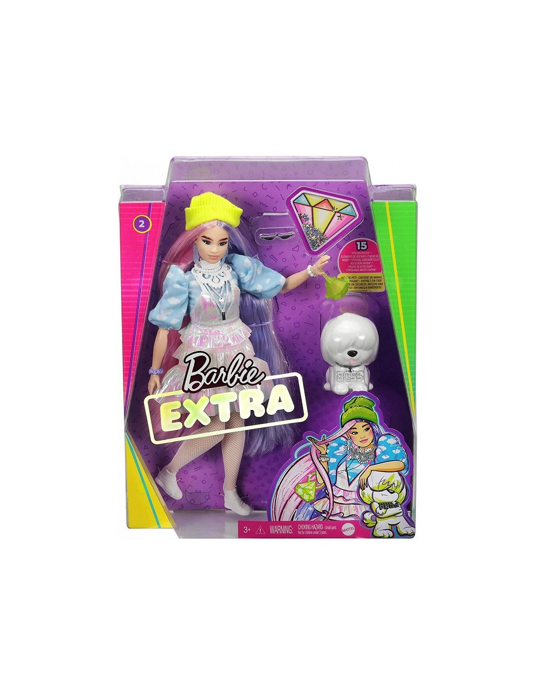 BARBIE EXTRA CON CAPELLI DOPPIO COLORE E ACCESSORI