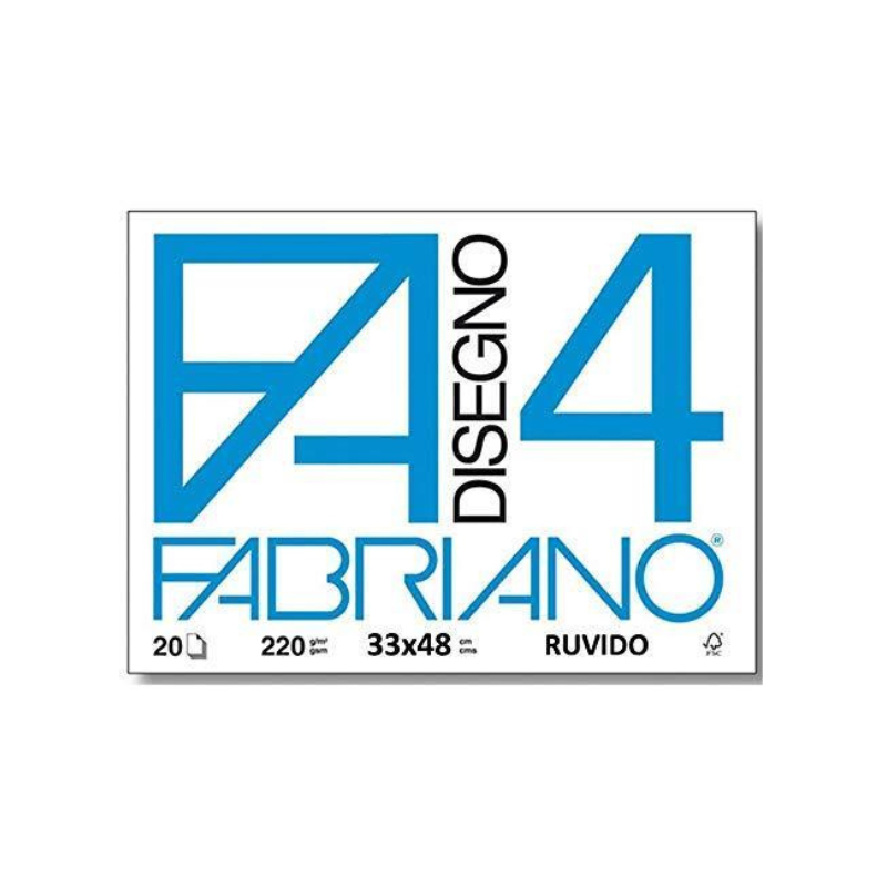 Fabriano F4, Formato 33 x 48 cm, Fogli Ruvidi, Grammatura 200gr/m2, 20 Fogli