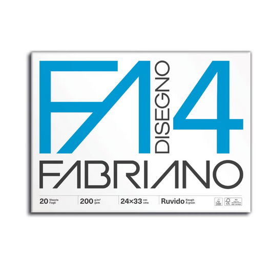 Fabriano F4, Formato 24 x 33 cm, RUVIDO, Grammatura 200gr/m2, 20 Fogli