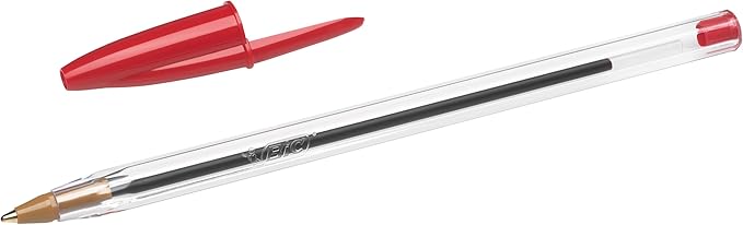 BIC Penne Rosse a Sfera, Cristal Original, Punta Media (1.0 mm), Confezione da 50