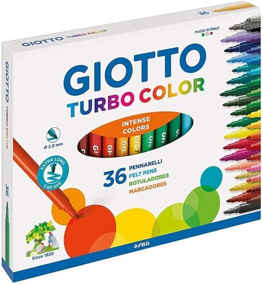 GIOTTO Turbo Color - Astuccio da 36 Pennarelli a Punta Fine, 2.8mm