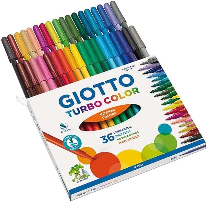 GIOTTO Turbo Color - Astuccio da 36 Pennarelli a Punta Fine, 2.8mm