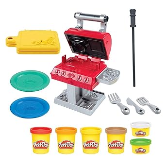 Play-Doh Hasbro Kitchen Creations Barbecue, per Bambini dai 3 Anni in su, con 6 Colori di Composto modellabile atossico e 7 Accessori