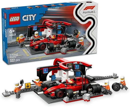 LEGO City Pit Stop e Meccanici con Monoposto Ferrari F1, 60443