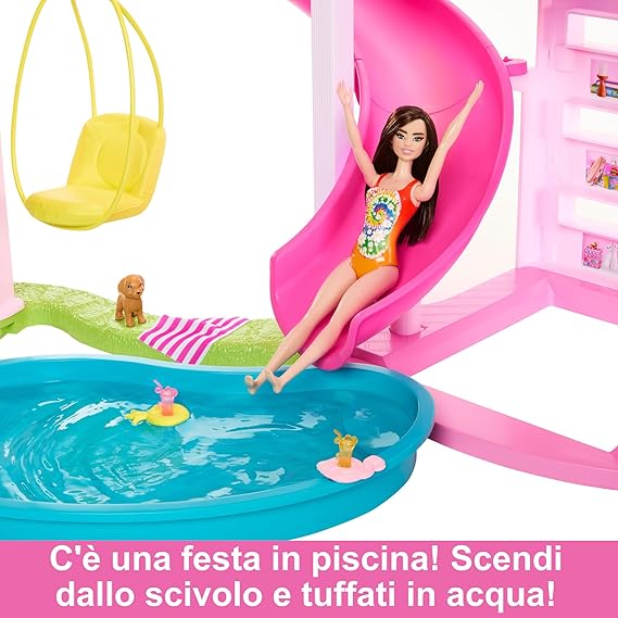 Barbie - Casa dei Sogni di Barbie, playset casa delle bambole con piscina