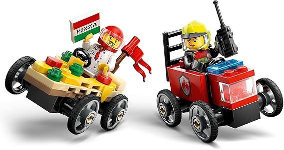 LEGO City Pack Veicoli da Corsa: Pizzaiolo Contro Pompiere, 60458
