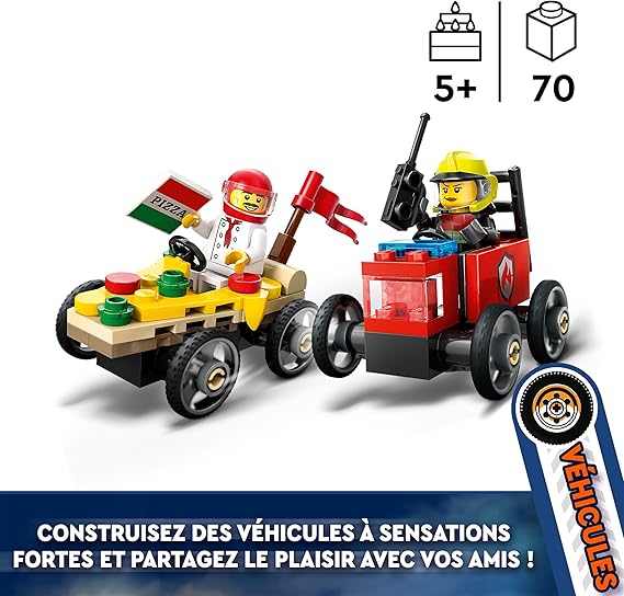 LEGO City Pack Veicoli da Corsa: Pizzaiolo Contro Pompiere, 60458