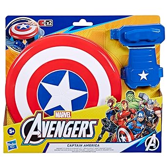 Hasbro Marvel Avengers, Giocattolo di Captain America con Scudo Magnetico Blast e Guanto