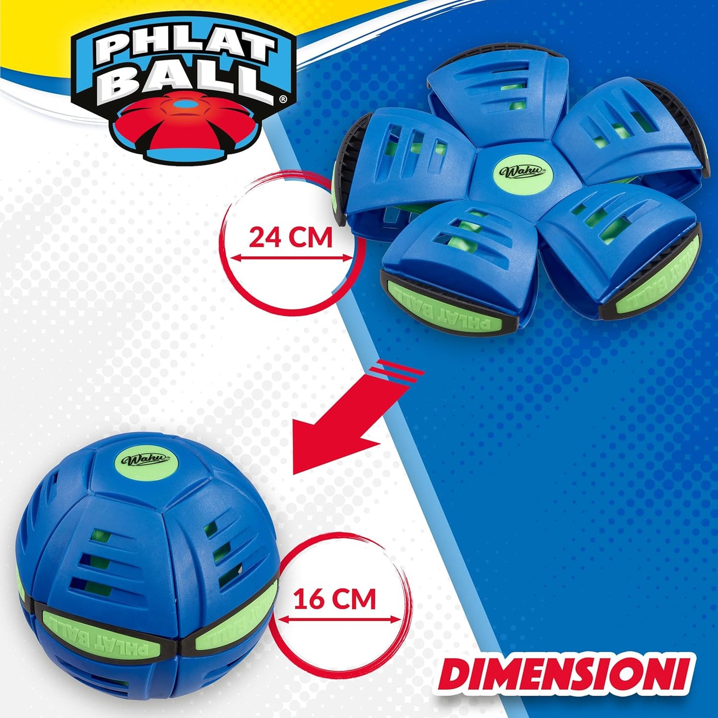 Wahu - PHLAT BALL Classic - Blu - Frisbee Volante Trasformabile in Pallone