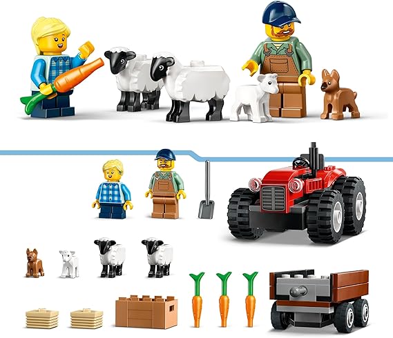 LEGO City Trattore Agricolo Rosso con Rimorchio e Pecore 60461