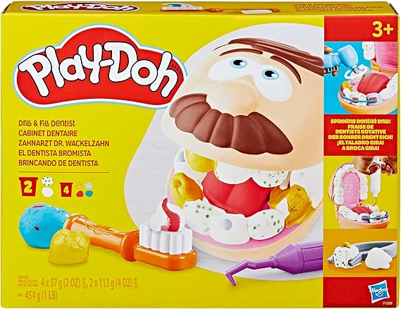 Play-Doh Hasbro Dottor Trapanino, Set di Plastilina Creativa per Bambini e Bambine dai 3 Anni in su con 8 Barattoli di Pasta Modellabile, Giocattolo con Colori Assortiti Atossici
