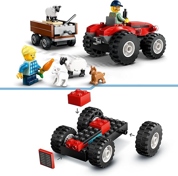 LEGO City Trattore Agricolo Rosso con Rimorchio e Pecore 60461
