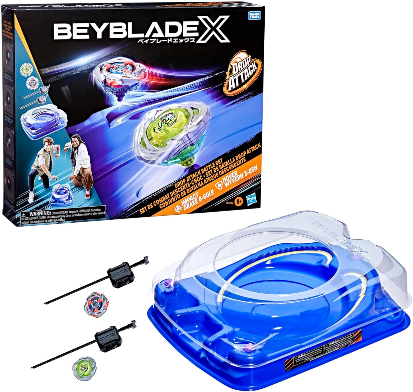 Beyblade X, set da battaglia Drop Attack Arena+2 trottole