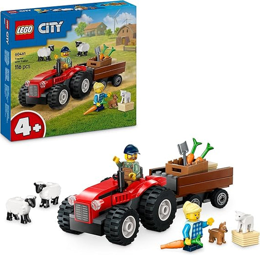 LEGO City Trattore Agricolo Rosso con Rimorchio e Pecore 60461