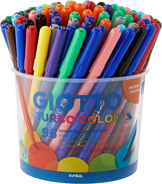 GIOTTO Turbo Color - Barattolo Da 96 Pennarelli A Punta Fine