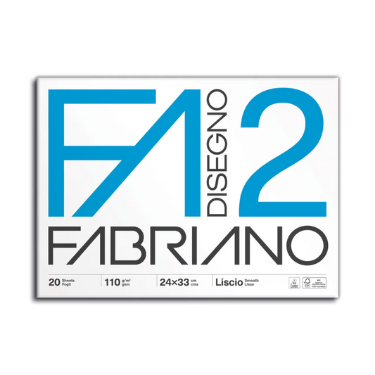 Fabriano F2 , Album da Disegno, Formato 24 x 33 cm, Grammatura 110gr/m2, 20 Fogli