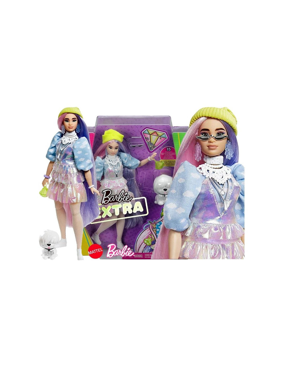 BARBIE EXTRA CON CAPELLI DOPPIO COLORE E ACCESSORI