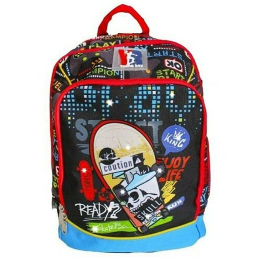Pool Over ZAINO SCUOLA ORGANIZZATO BOY YOUNG PEOPLE SKATEBOARD CON LED -A-
